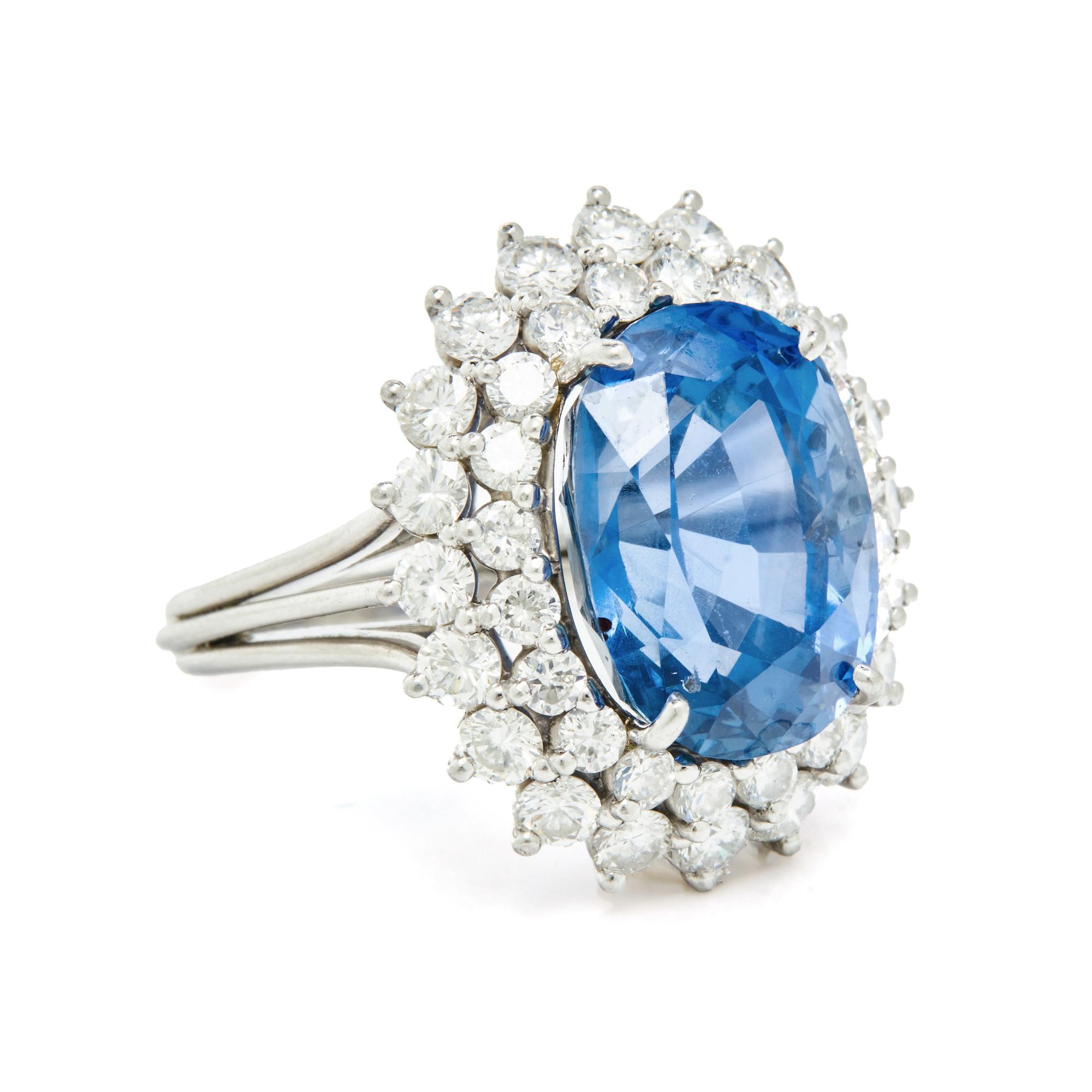 UNHEATED BURMESE SAPPHIRE AND DIAMOND RING