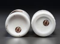 Two 'Label Under Glass' Personalized Milk Glass Barber Bottles
