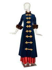 Bill Blass for Maurice Rentner Blue Velvet Coat with Sable Trim, 1968