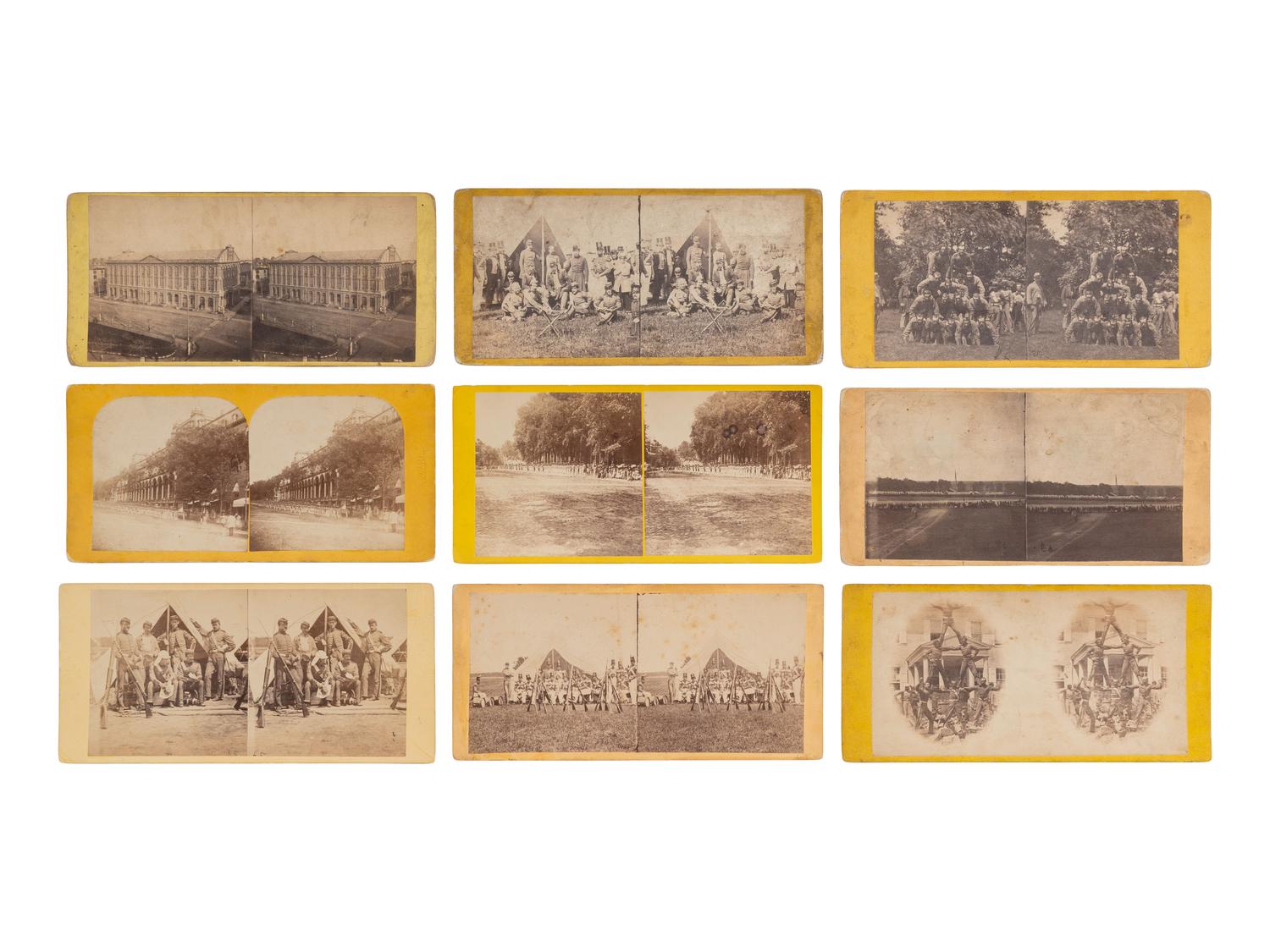[CIVIL WAR]. A group of 16 stereoviews of the 7th New York State Militia.