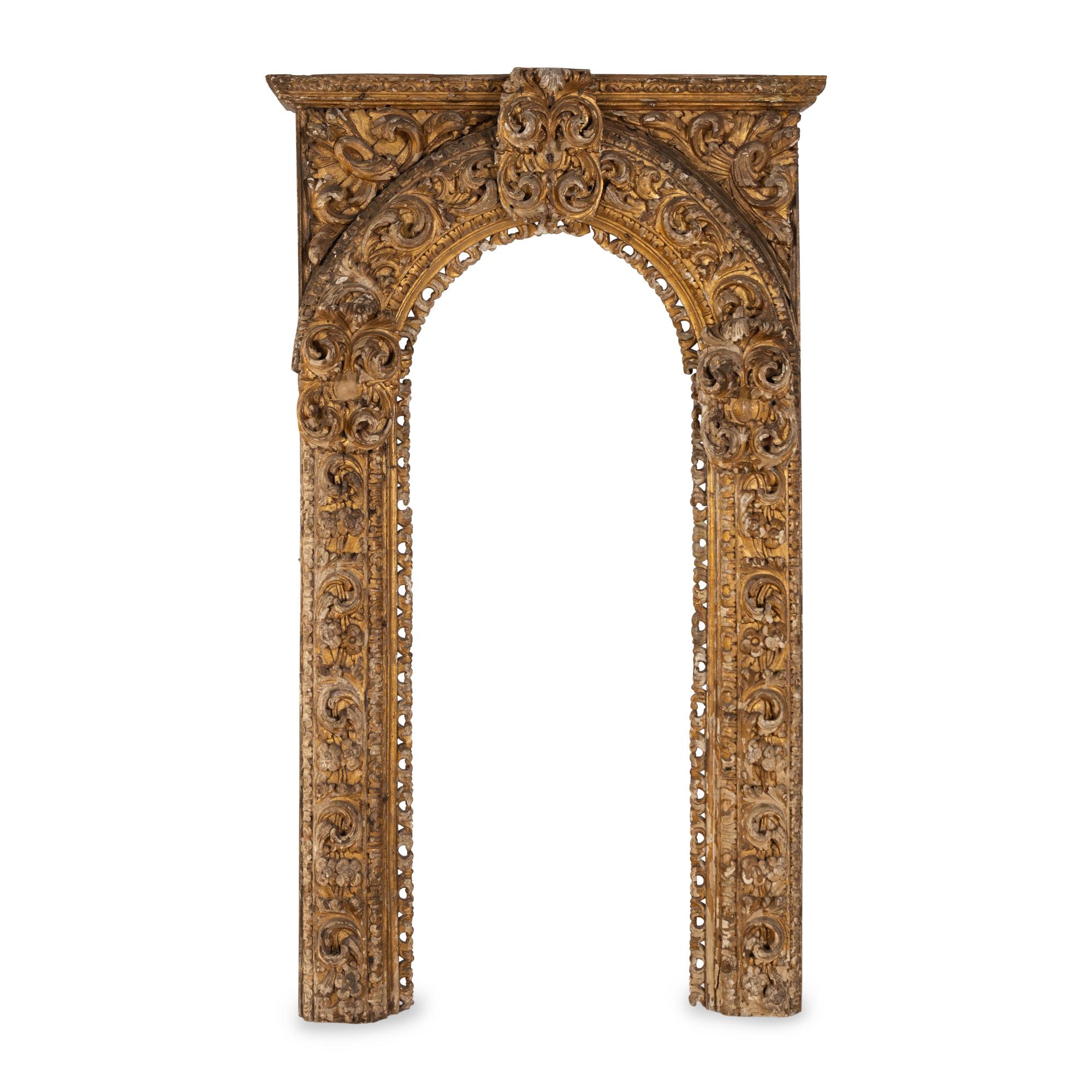 A Continental Carved Giltwood and Gesso Frame