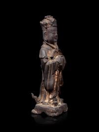 A Chinese Parcel Gilt Bronze Standing Official