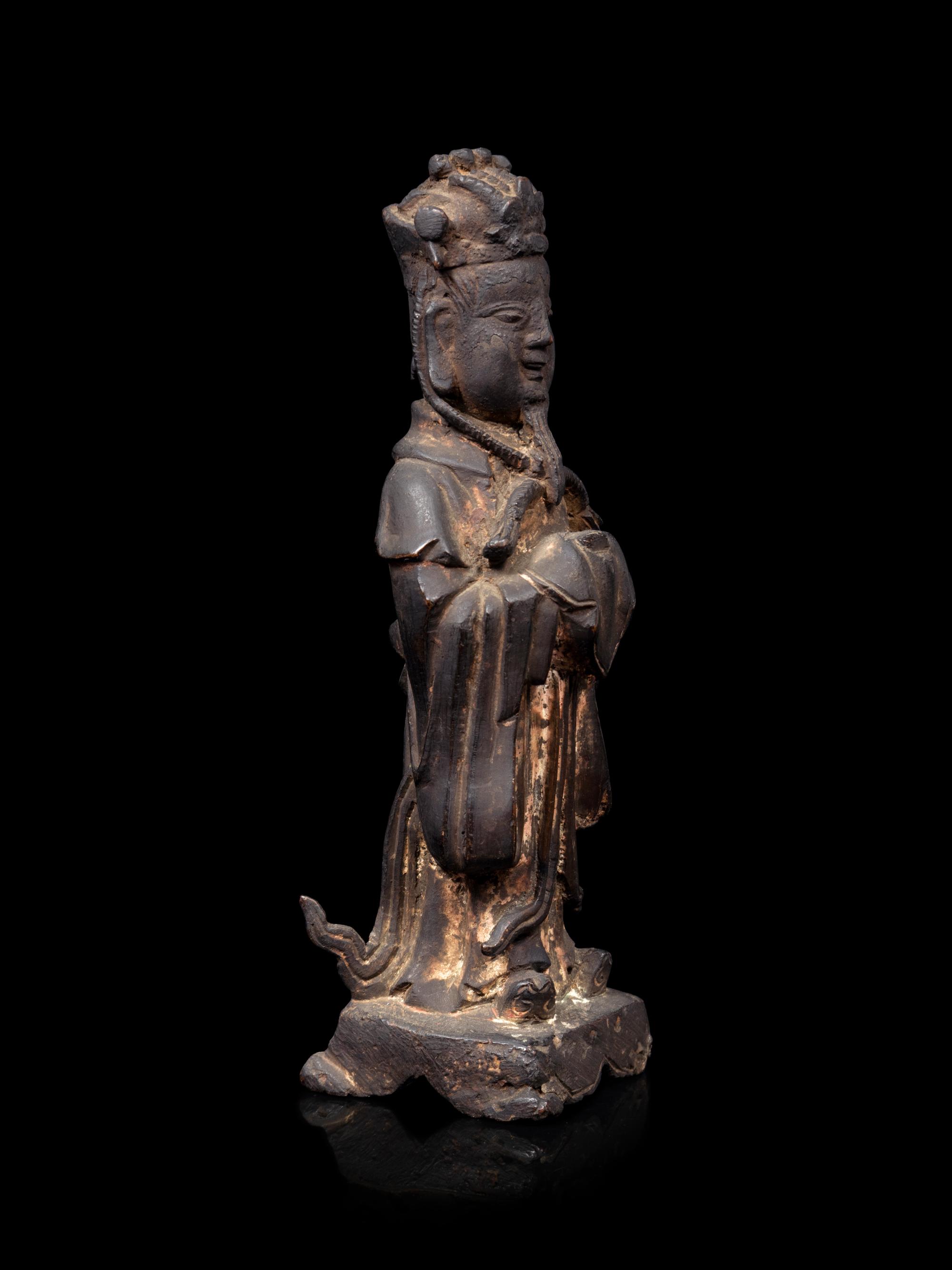 A Chinese Parcel Gilt Bronze Standing Official