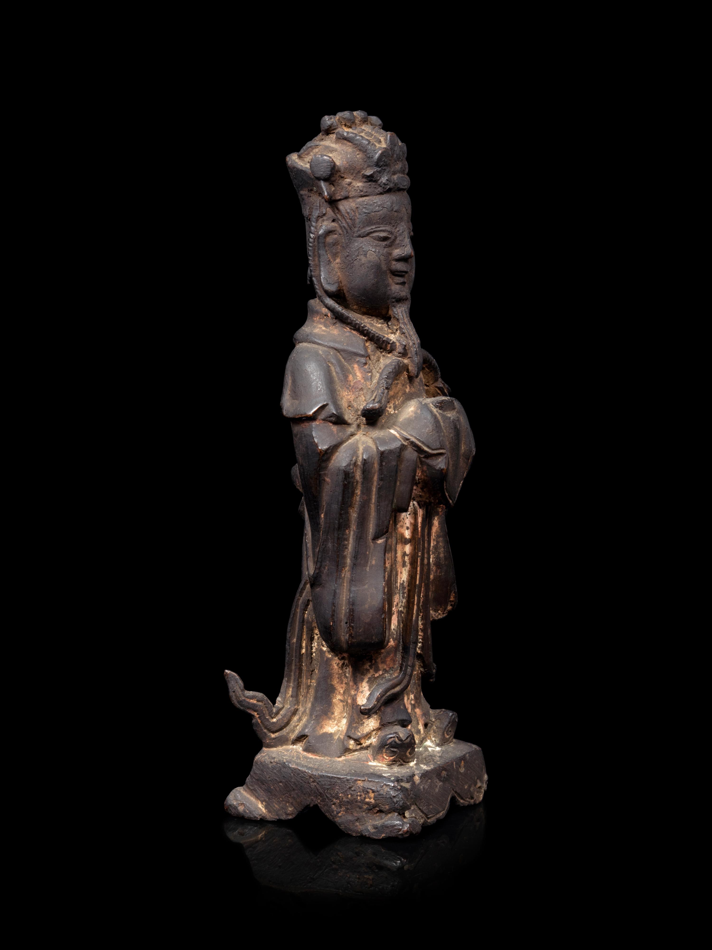 A Chinese Parcel Gilt Bronze Standing Official