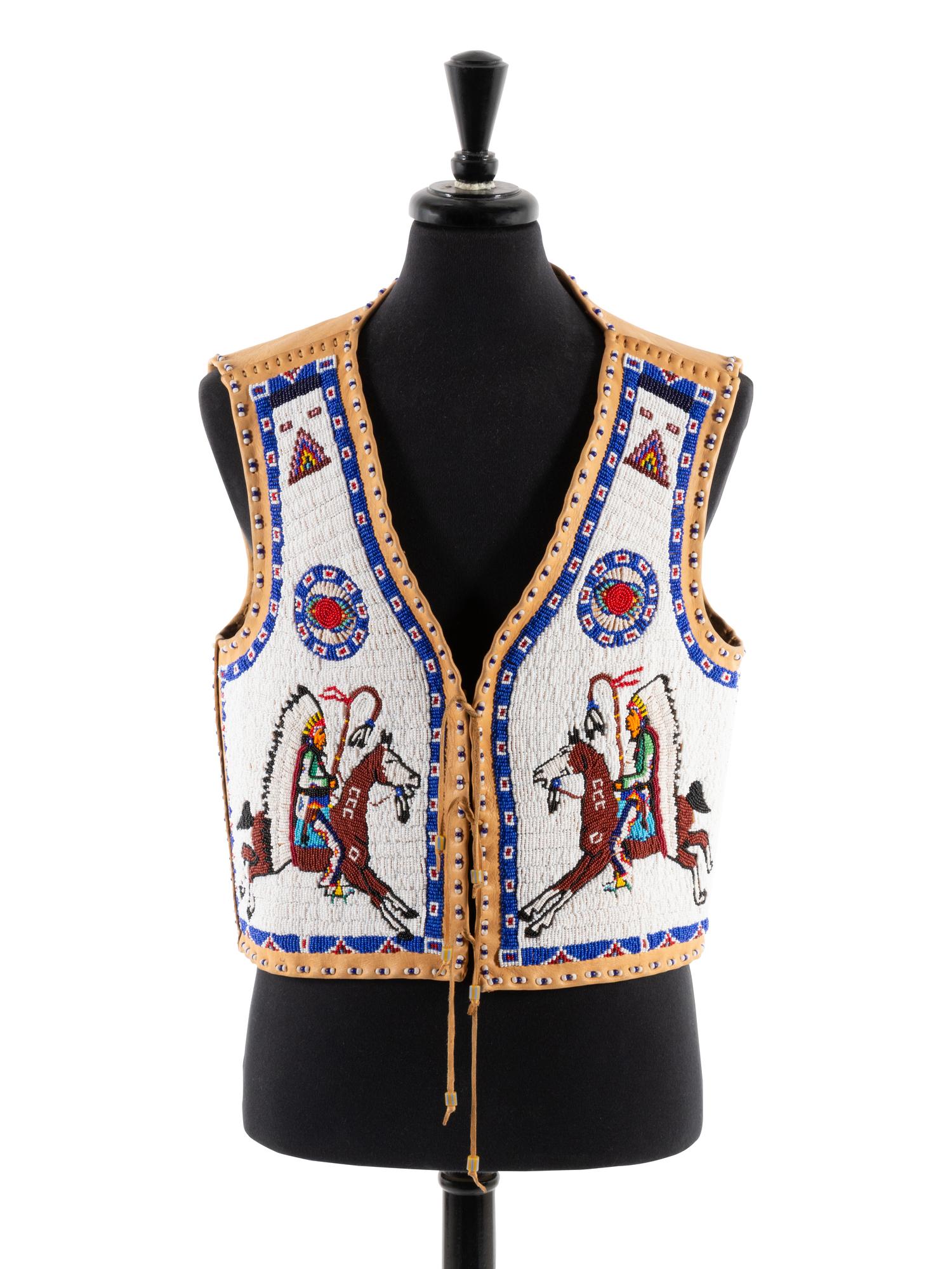 Pictorial Beaded Leather Vest