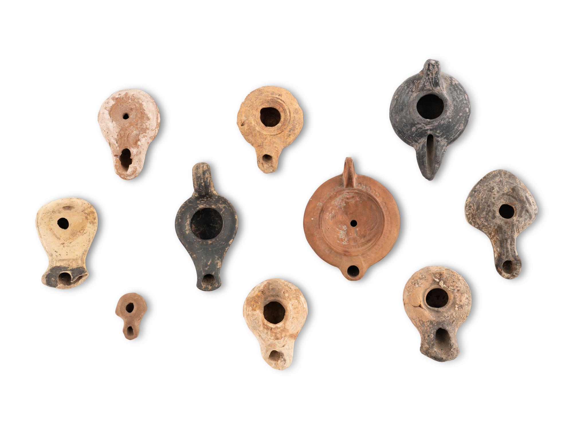 A Group of Ten Greco-Roman Terracotta Oil Lamps
