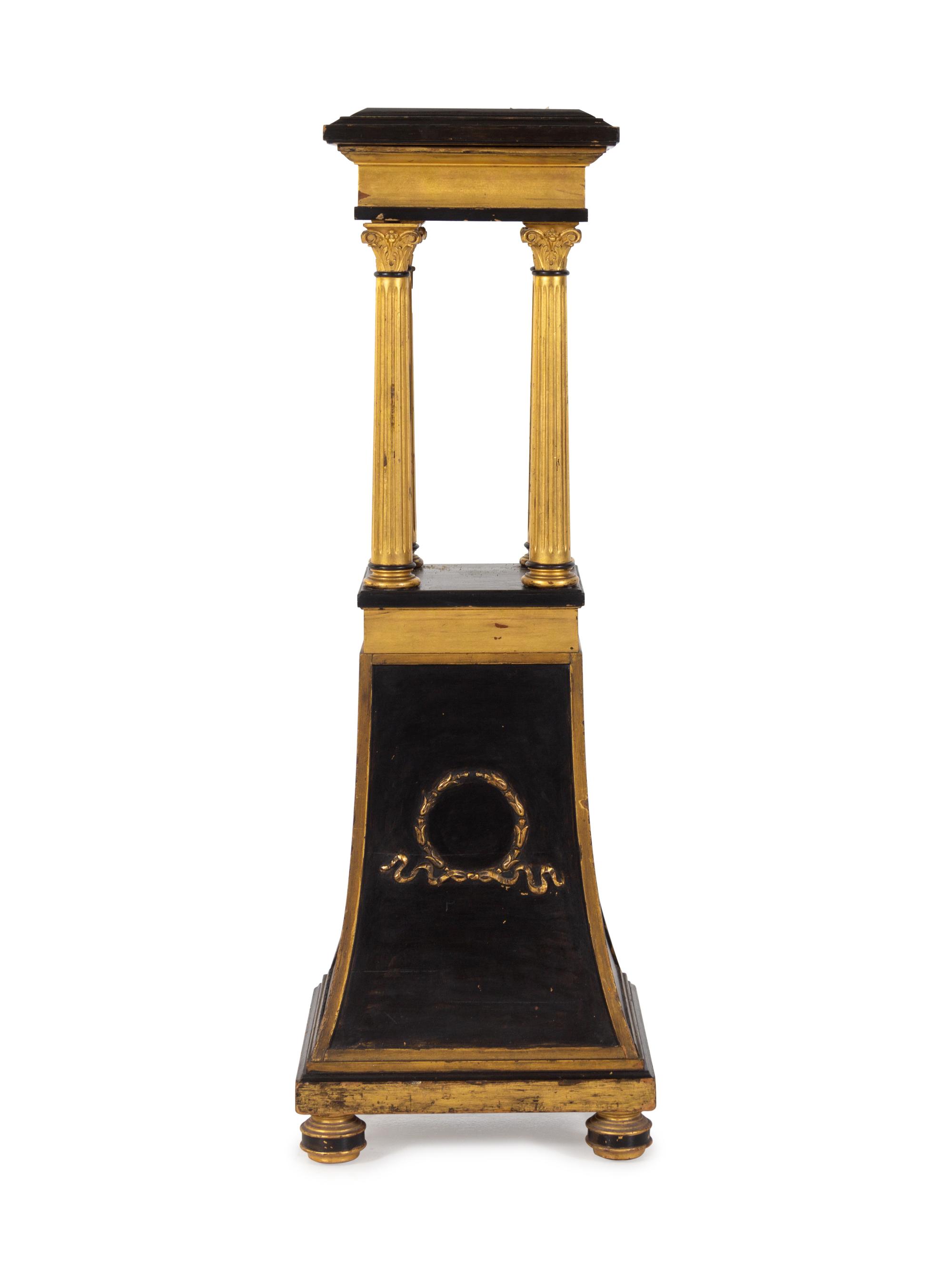 An Empire Style Parcel Gilt Wood Pedestal