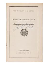 NIXON, Richard M. (1913-1994). Commencement program signed ("Richard Nixon"), [5 June 1966?].