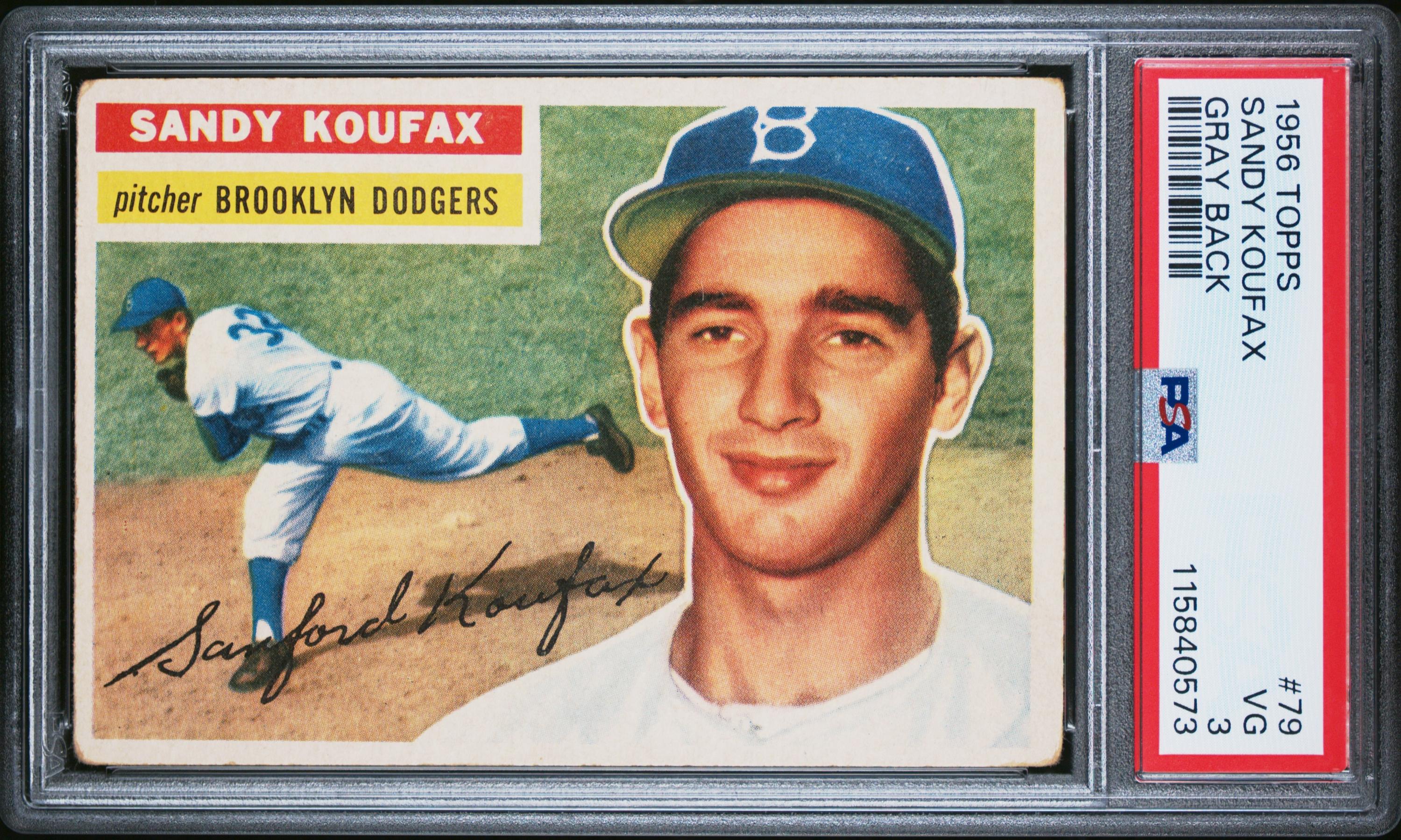 A 1956 Topps Sandy Koufax Baseball Card No. 79 - Gray Back (PSA 3 VG)