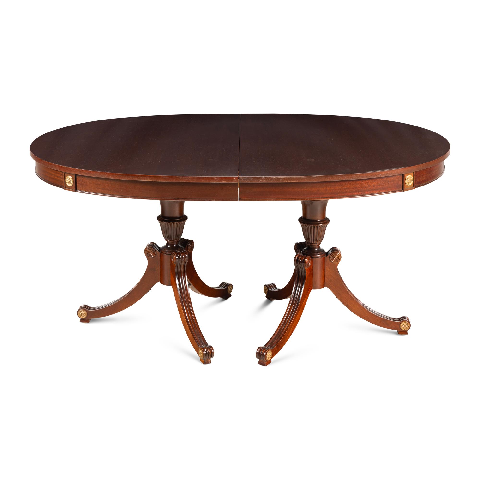 A Regency Style Mahogany Twin Pedestal Dining Table