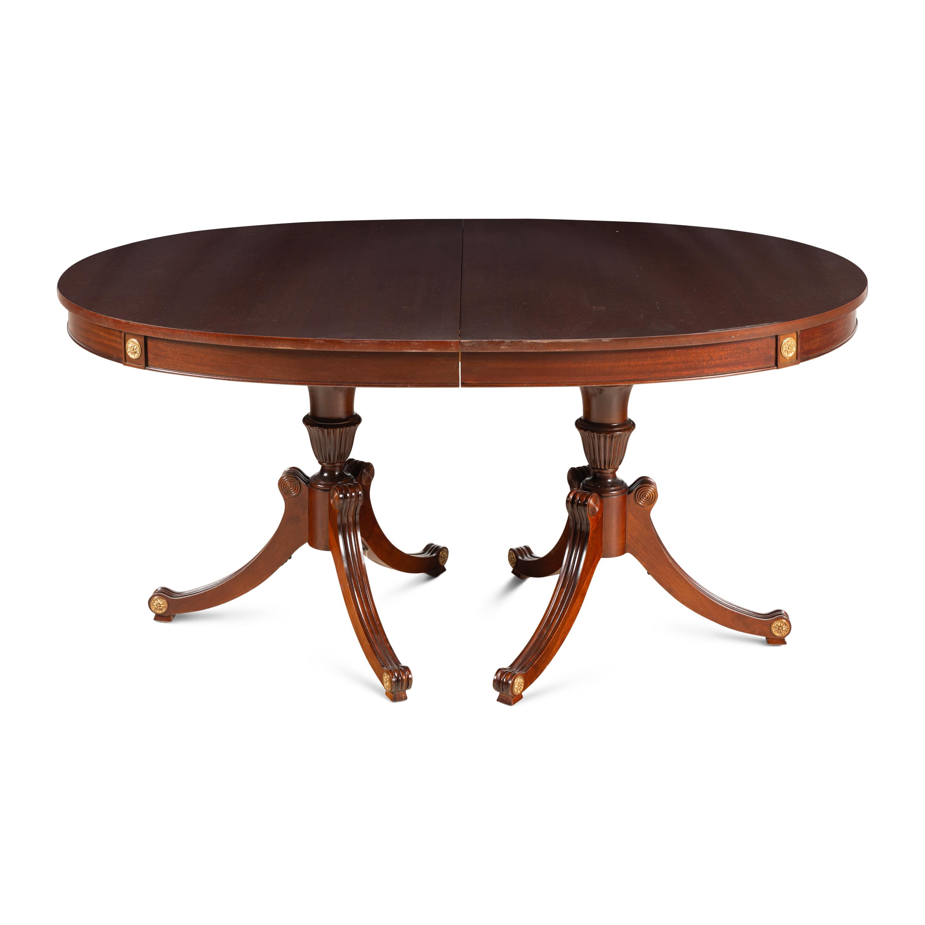 A Regency Style Mahogany Twin Pedestal Dining Table