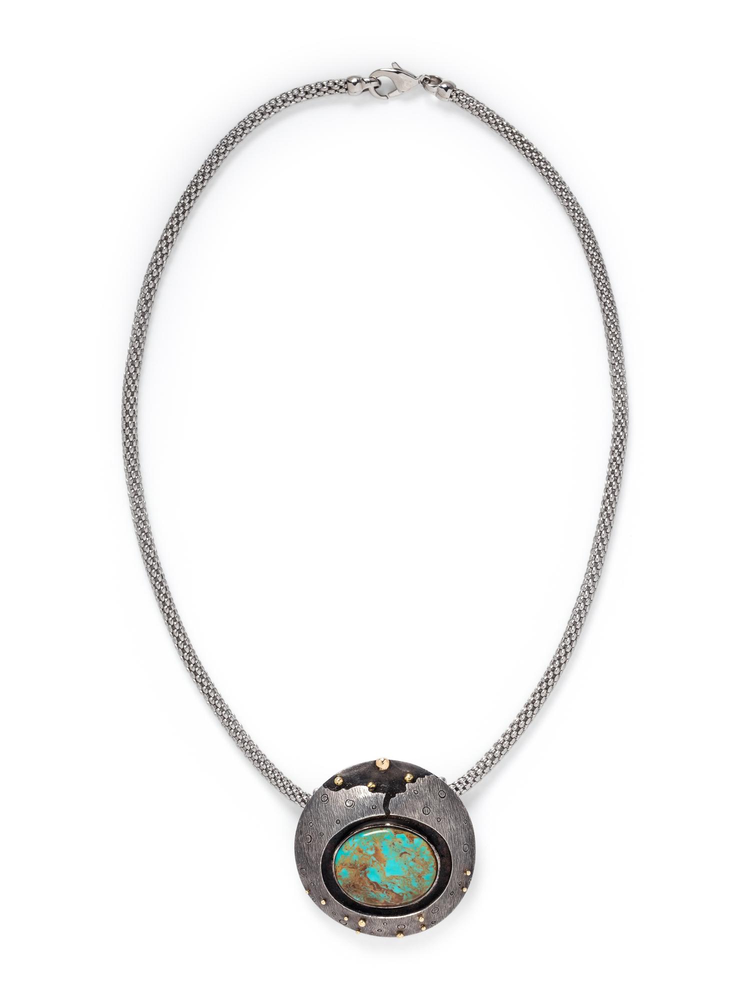 RICHARD KIMBALL, STERLING SILVER, YELLOW GOLD AND TURQUOISE PENDANT