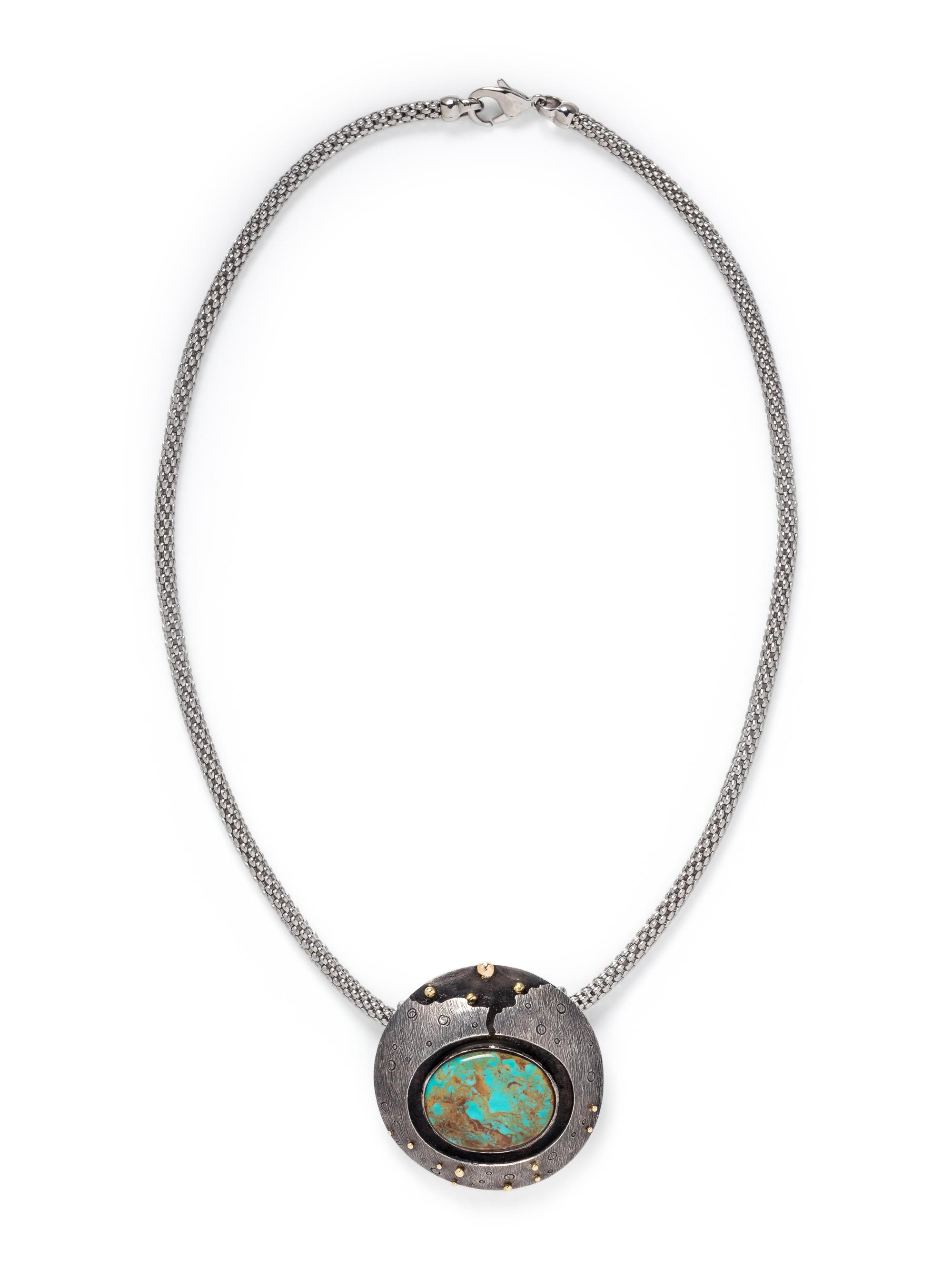RICHARD KIMBALL, STERLING SILVER, YELLOW GOLD AND TURQUOISE PENDANT