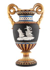 A Rörstrand Monumental Painted and Parcel-Gilt Porcelain Urn