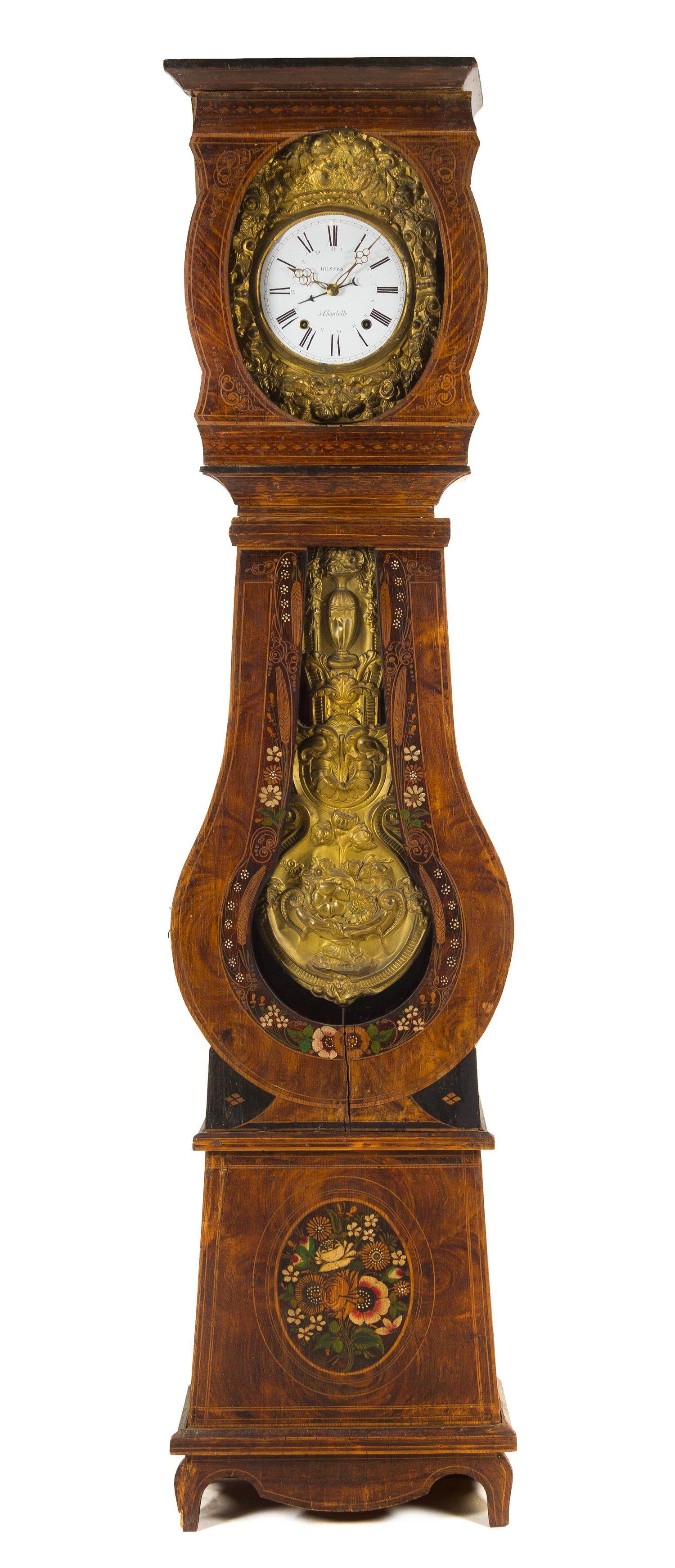 A French Painted Tall Case Clock Height 90 inches. — MID-19TH CENTURY