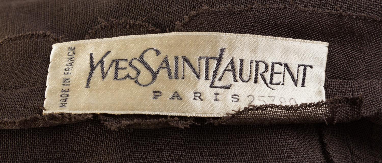 An Yves Saint Laurent Haute Couture Brown Suede Dress and Jacket Ensemble, No size.