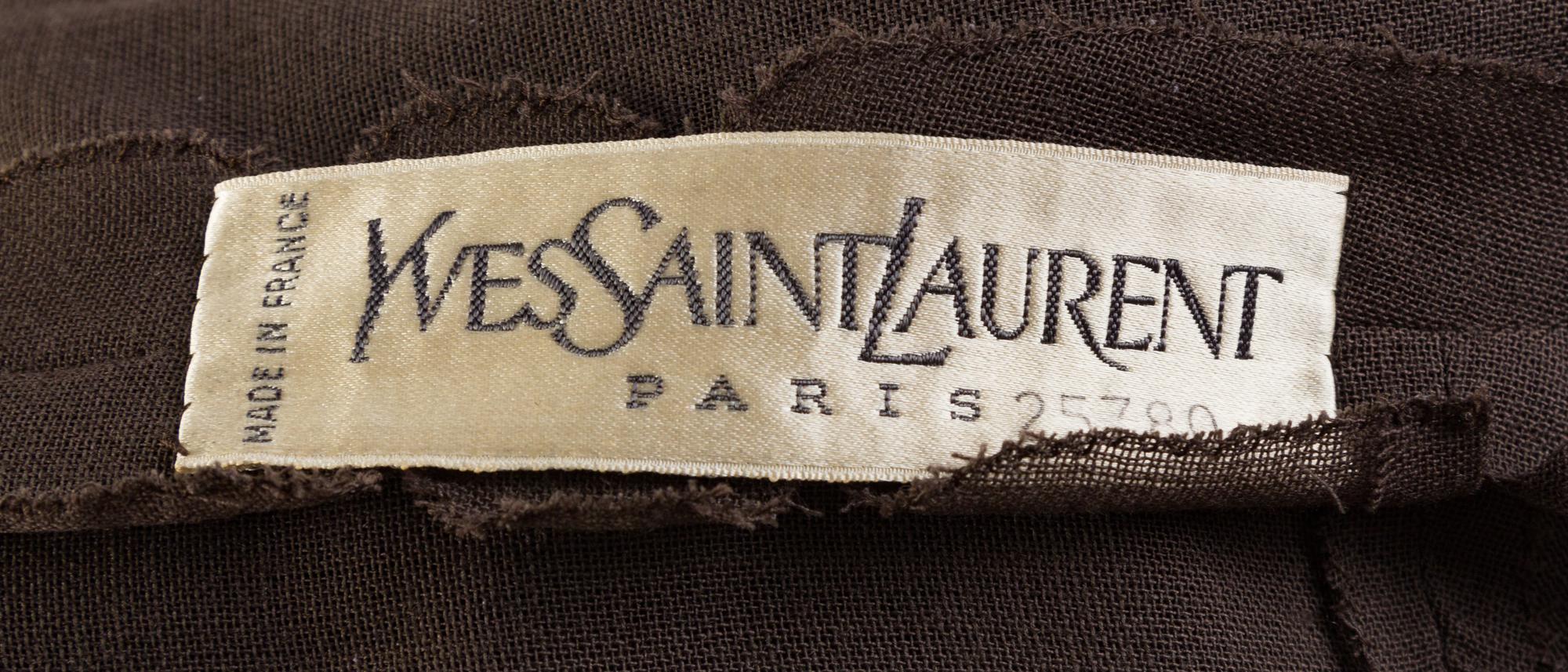 An Yves Saint Laurent Haute Couture Brown Suede Dress and Jacket Ensemble, No size.