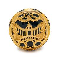 A George III Gold and Jewel Mounted Carved Bloodstone Clock-Inset Snuff Box