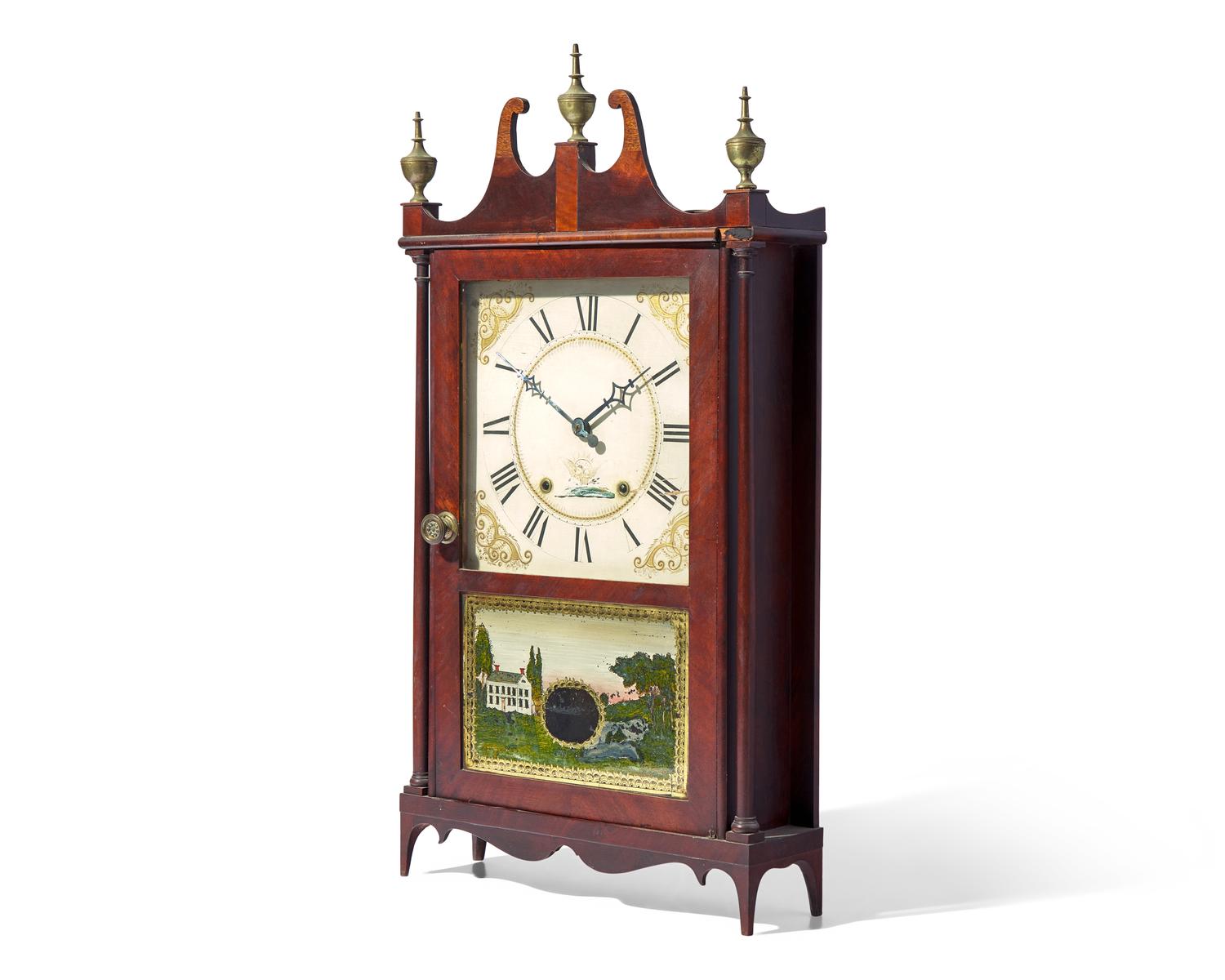 A Federal Mahogany and Églomisé Shelf Clock