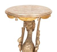 A Pair of Italian Painted and Parcel Gilt Figural Side Tables