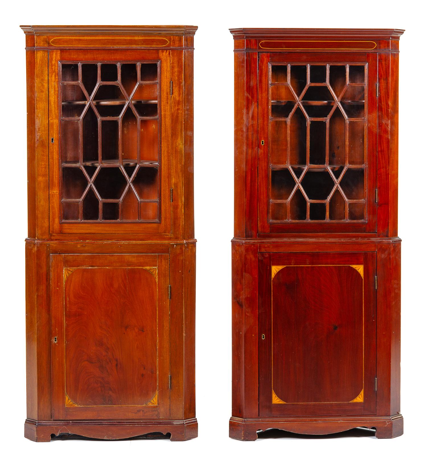 A Pair of Federal Style Mahogany Corner Cabinets