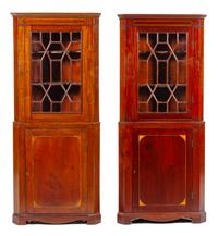 A Pair of Federal Style Mahogany Corner Cabinets