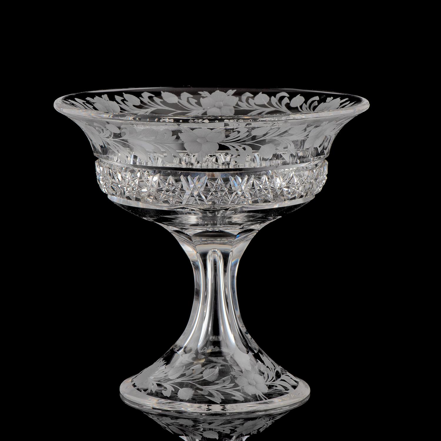 A Tuthill Intaglio and Brilliant-Cut Glass Compote