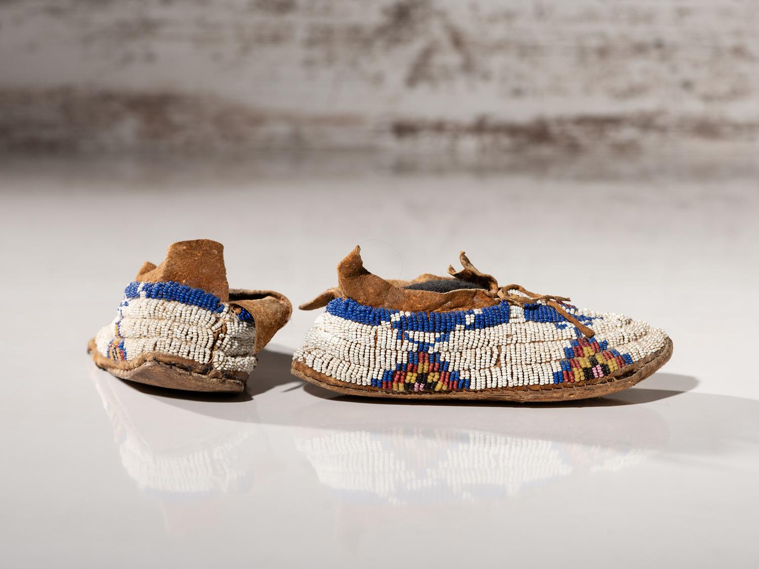 Cheyenne Child’s Beaded Hide Moccasins
