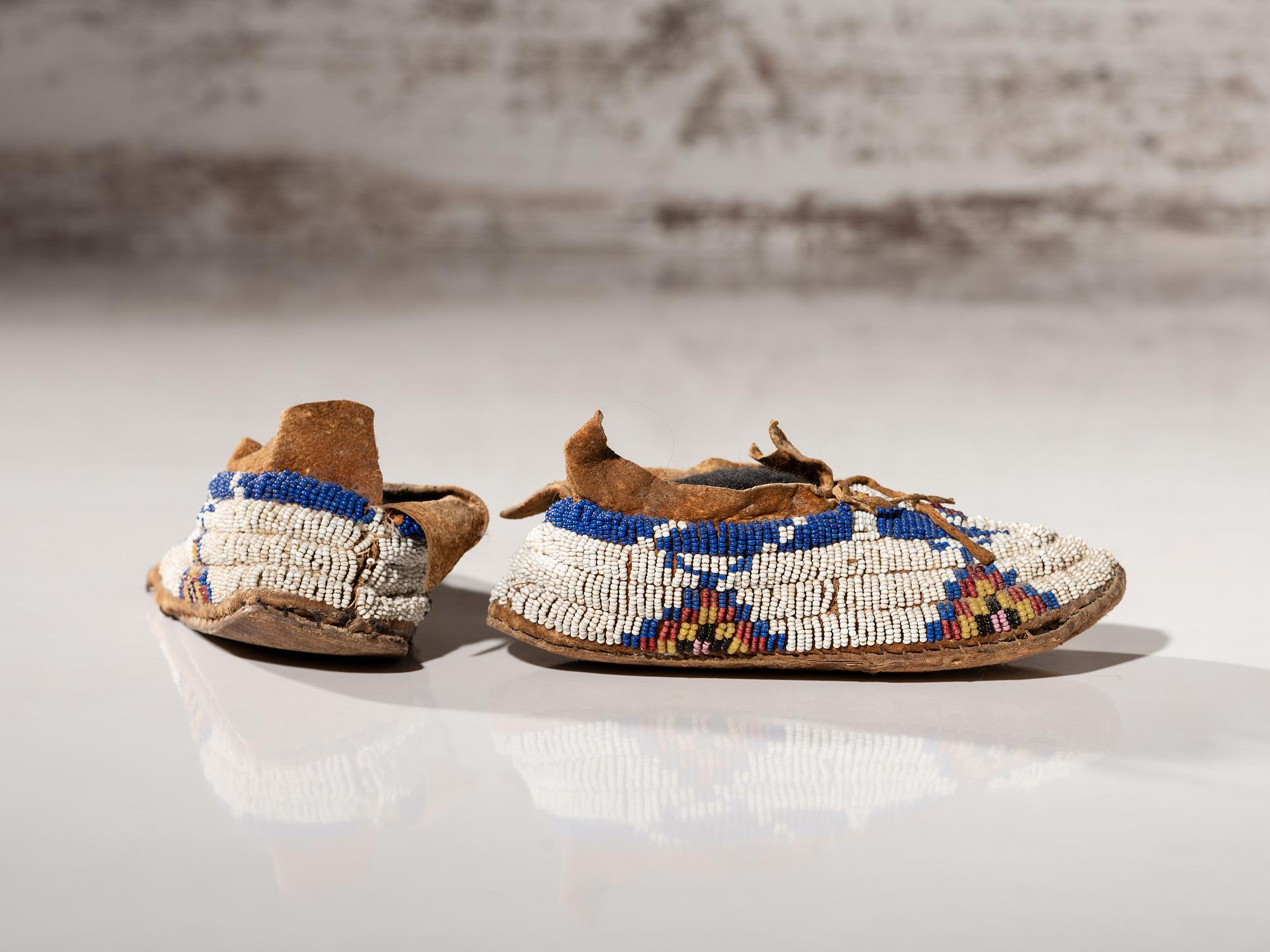 Cheyenne Child’s Beaded Hide Moccasins