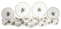 A Royal Worcester Porcelain Ornithological Partial Service Diameter of dinner plate 10 3/4 inches.