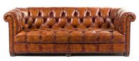 A Leather Upholstered Chesterfield Sofa Width 81 inches. — MID-20TH CENTURY