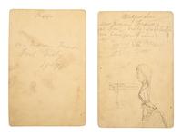 [NATIVE AMERICANS]. [JACKSON, William Henry (1843-1942) photographer]. 2 cabinet cards of Sitting Crow and Bear's Rib. [Washington, DC, ca 1870s].
