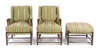 A Pair of Provincial Style Upholstered Armchairs Height 38 1/4 inches. — 20TH CENTURY
