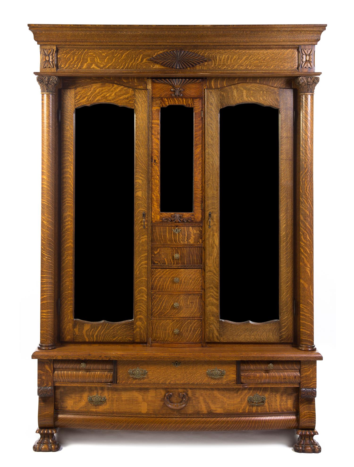 A Victorian Oak Armoire, Height 102 x width 63 x depth 24 inches.