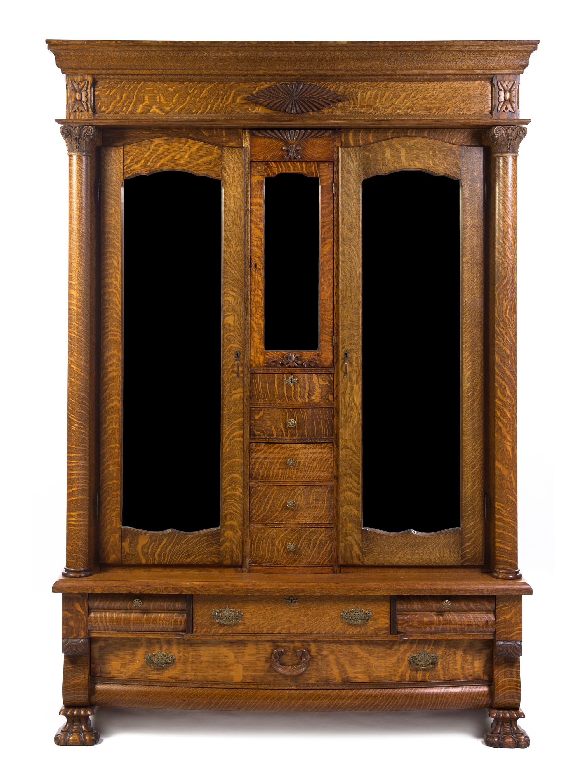 A Victorian Oak Armoire, Height 102 x width 63 x depth 24 inches.