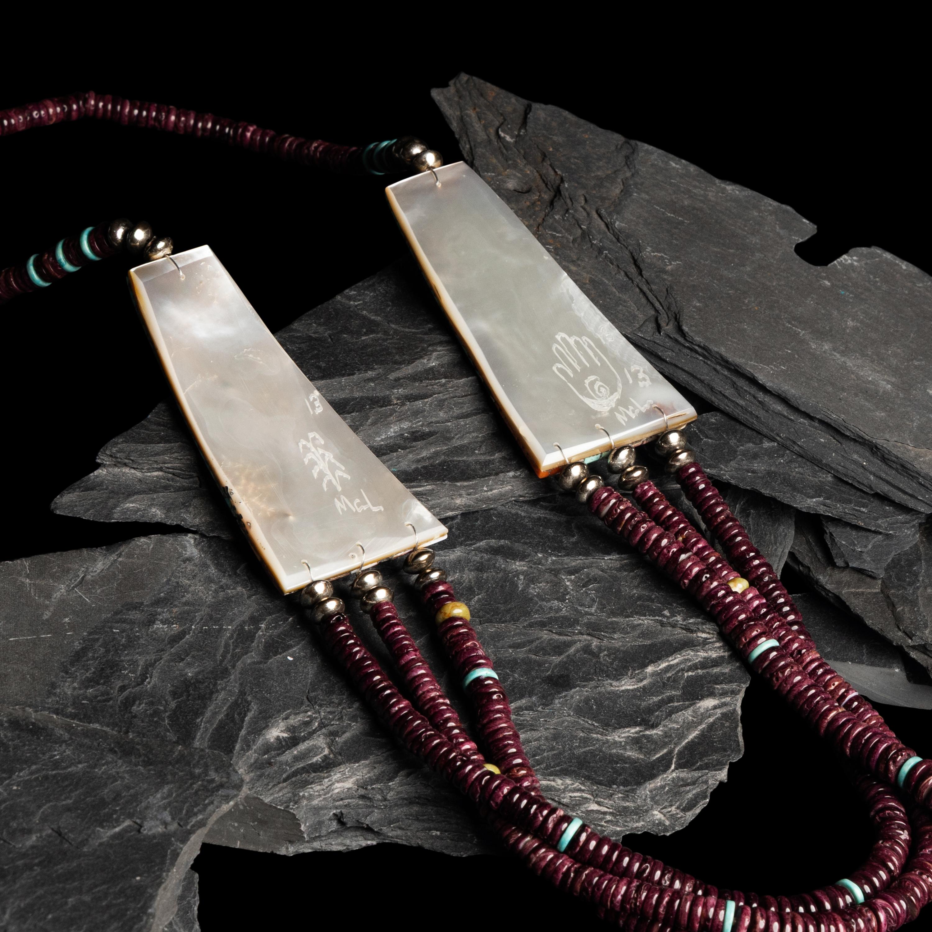 Mary Coriz Lovato (Kewa, 1936-2024) — Multi-strand Spiny Oyster Necklace, with Mosaic Inlay Accents, 2013