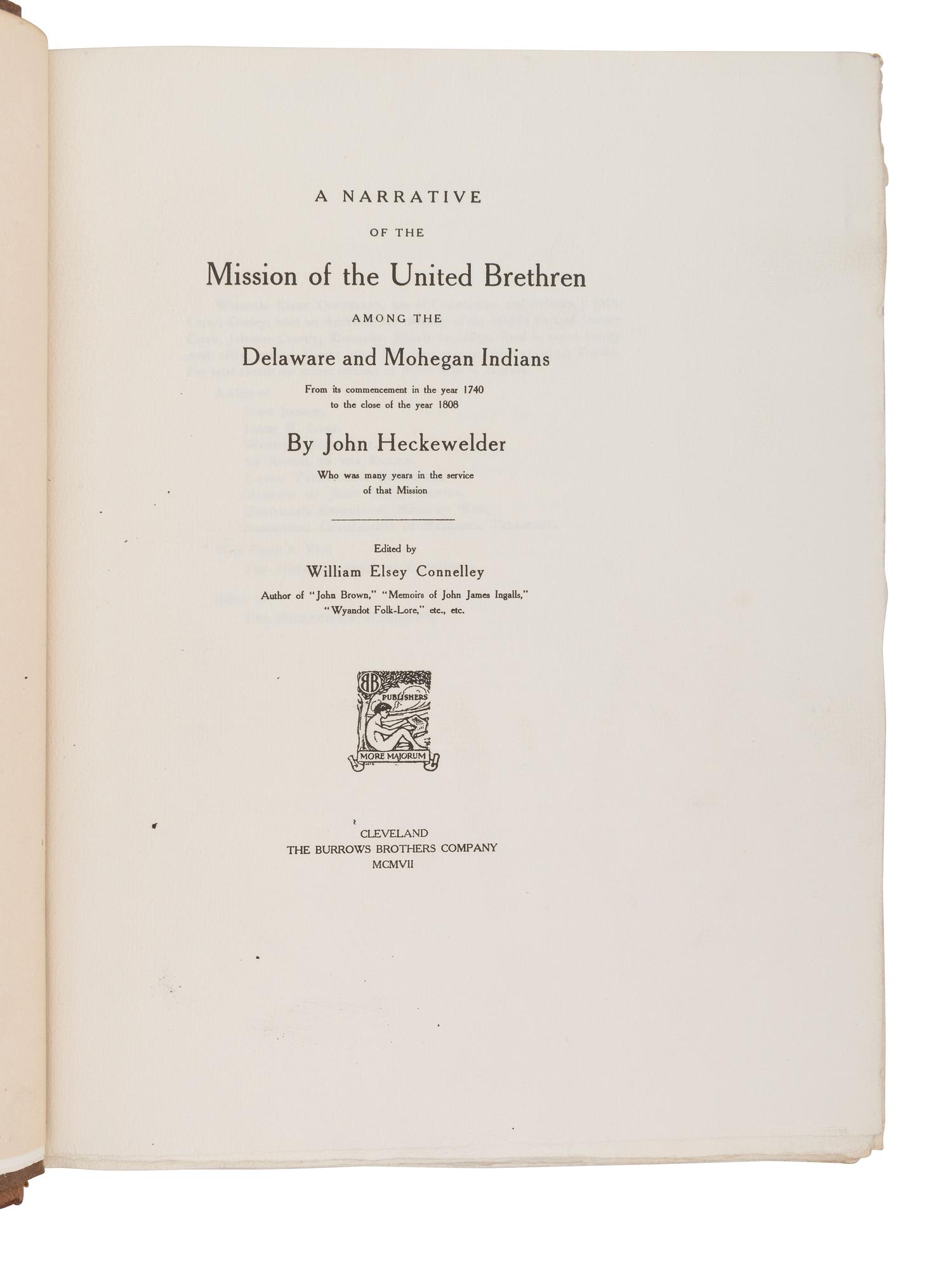 [NATIVE AMERICANS -- MISSIONARIES]. A group of 5 works relating to missionaries, comprising: