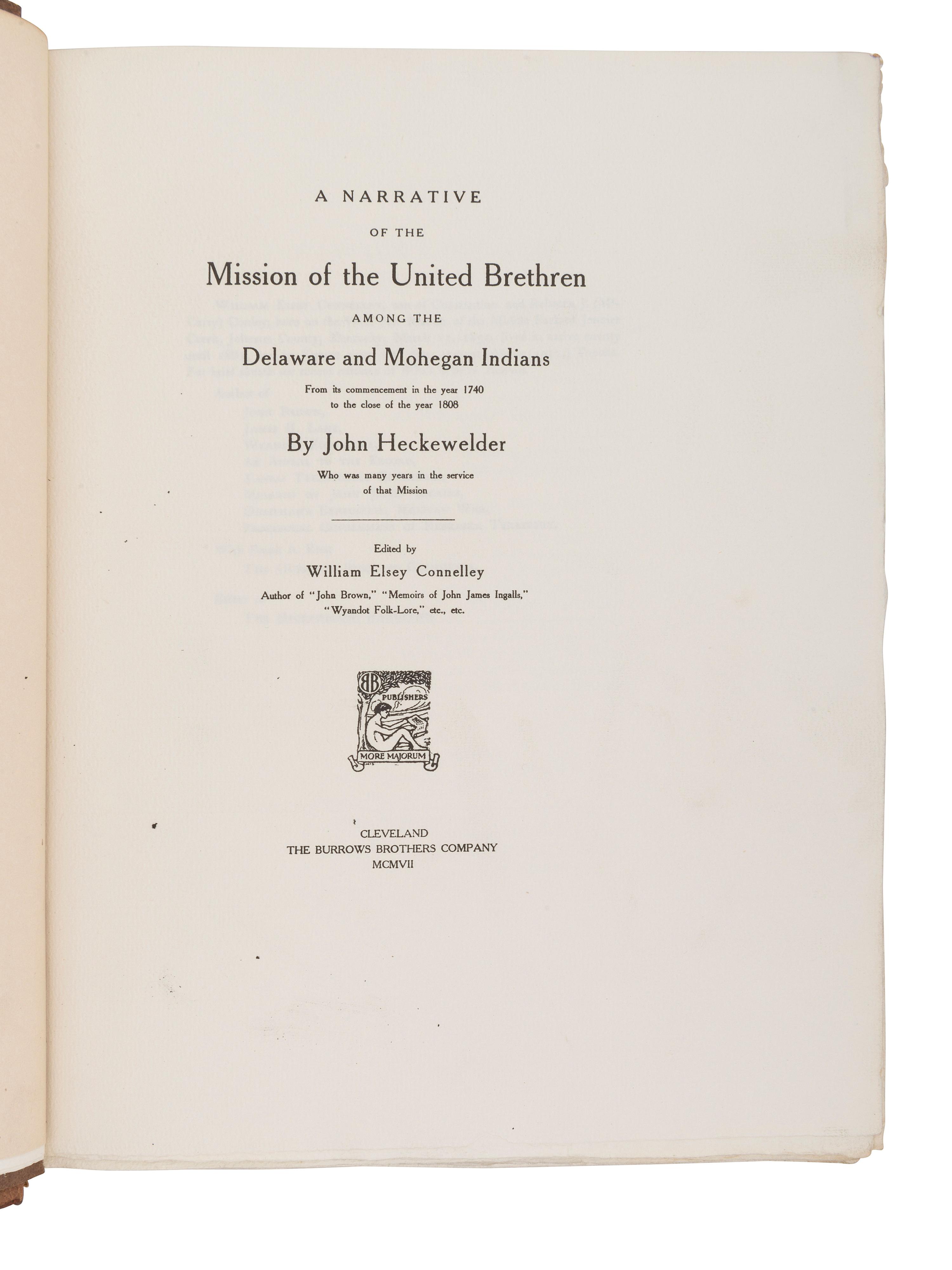 [NATIVE AMERICANS -- MISSIONARIES]. A group of 5 works relating to missionaries, comprising: