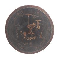 A Chinese Lacquered and Partial Gilt Two Tiered Basket