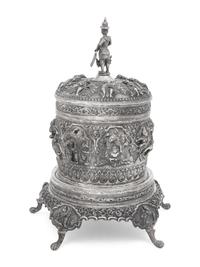 A Southeast Asian Silver Covered Jar on Stand
