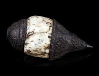 A Chinese Silvered Mounted Conch and A Silvered Metal Inlaid Basin