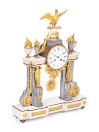 A Louis XVI Style Gilt-Bronze and Marble Mantel Clock
