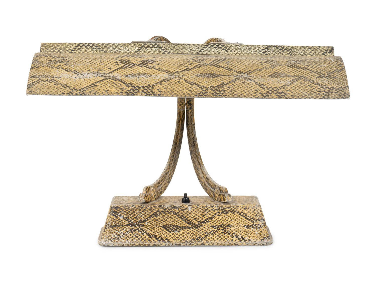 A Claude Lumiere Faux Snakeskin Desk Lamp — 20TH CENTURY