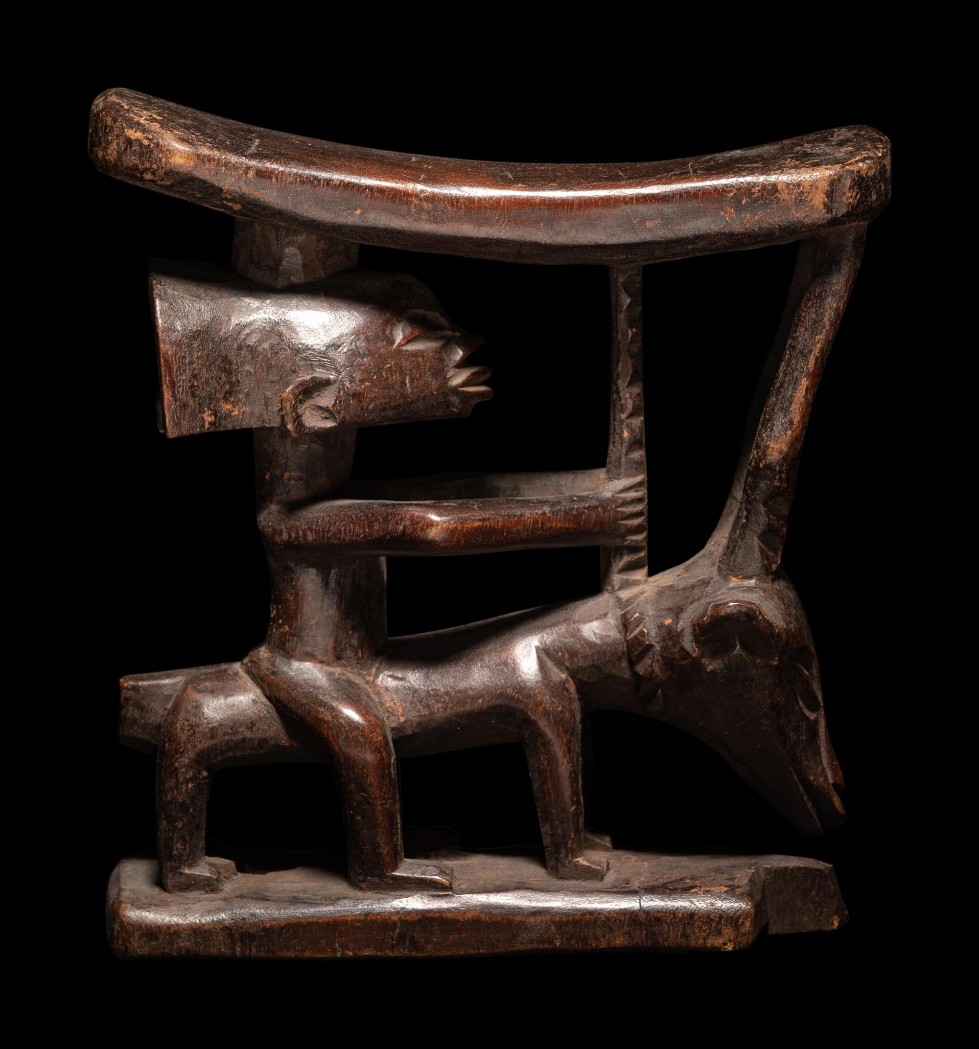 Three African Wood Headrests