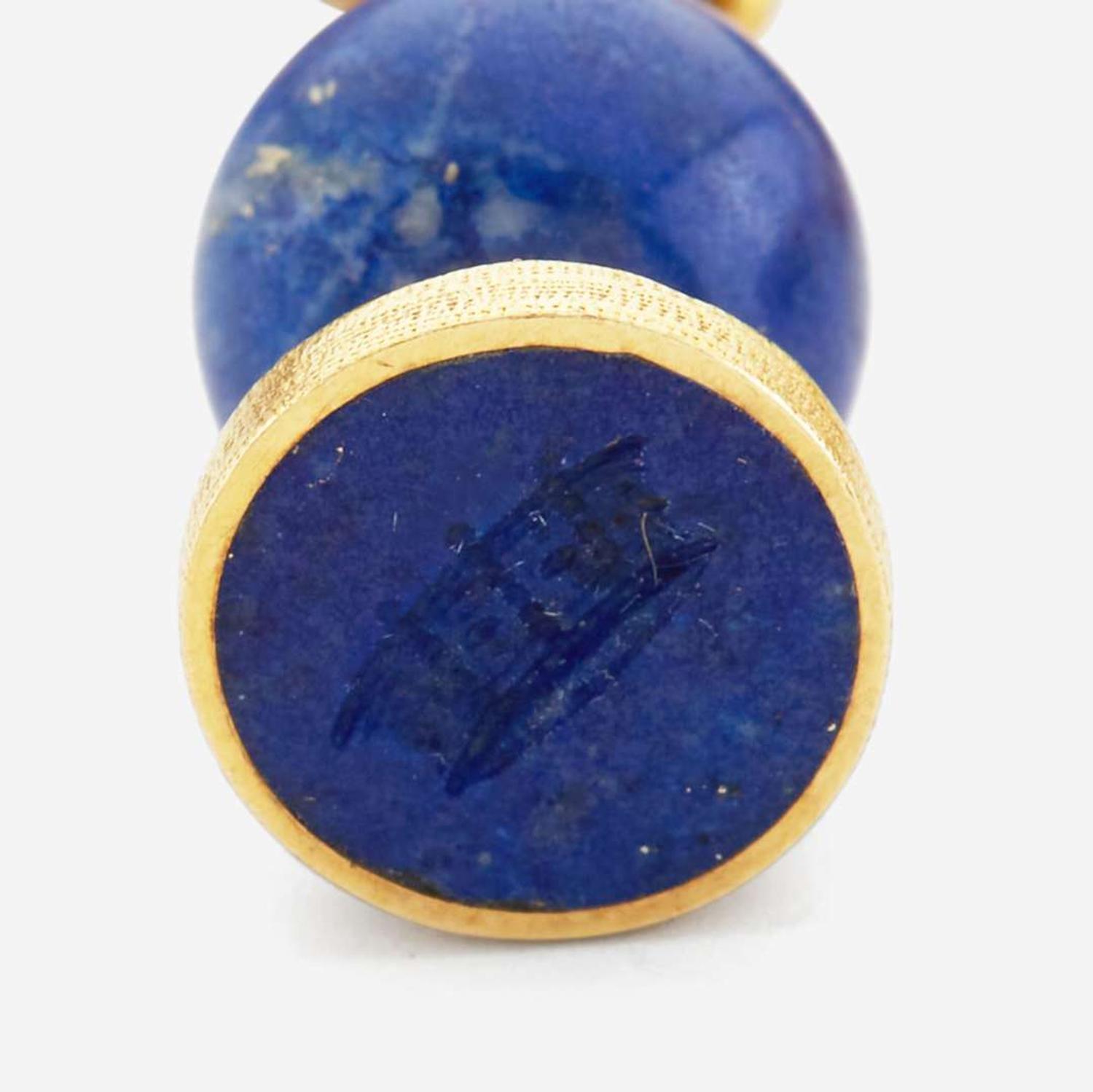 A gold and lapis, pocket watch and chatelaine, Asprey, London