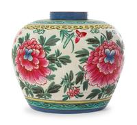 A Chinese Painted Yixing Pottery Jar