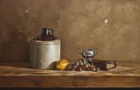 William Acheff, (American, b. 1947), Still Life with Grapes, Lemon, Jug and Book