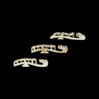 Three Greyish White Jade 'Dragon' Belt hooks, Qing Dynasty 清 灰白玉龍鈎三枚
