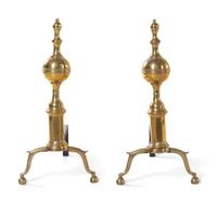 A Pair of Federal Brass Andirons