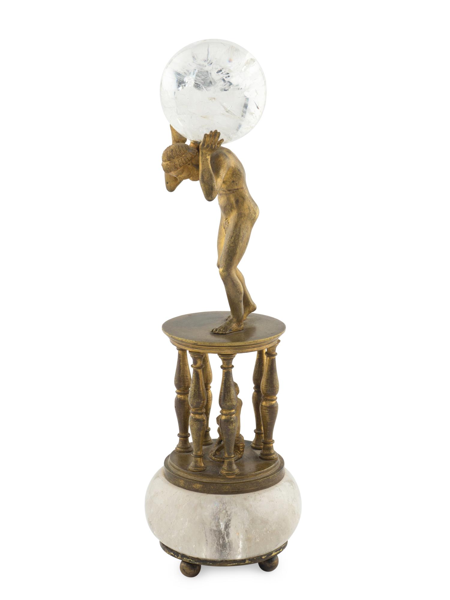 A Continental Gilt Bronze and Rock Crystal Figural Table Ornament